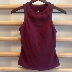 DYI Active Ribbed Tank Top With Shelf Bra in a Plum Color